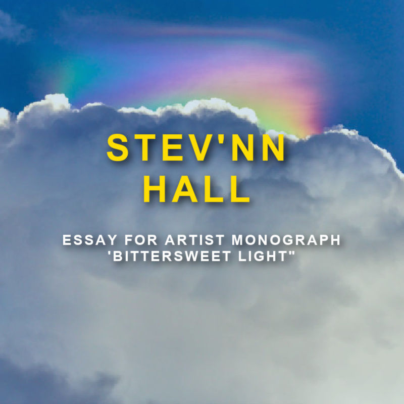 cloud with rainbow and text Stev'nn Hall Essay for Artist Monograph