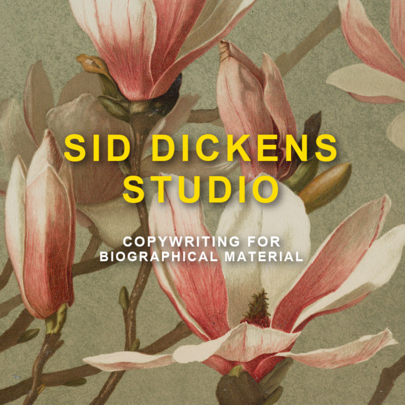 flower print with text on Sid Dickens Studio
