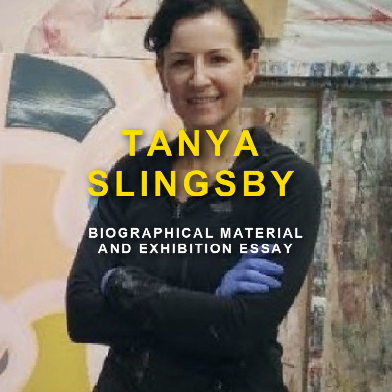 Vancouver artist Tanya Slingsby in studio with text Biographical Material and Exhibition Essay