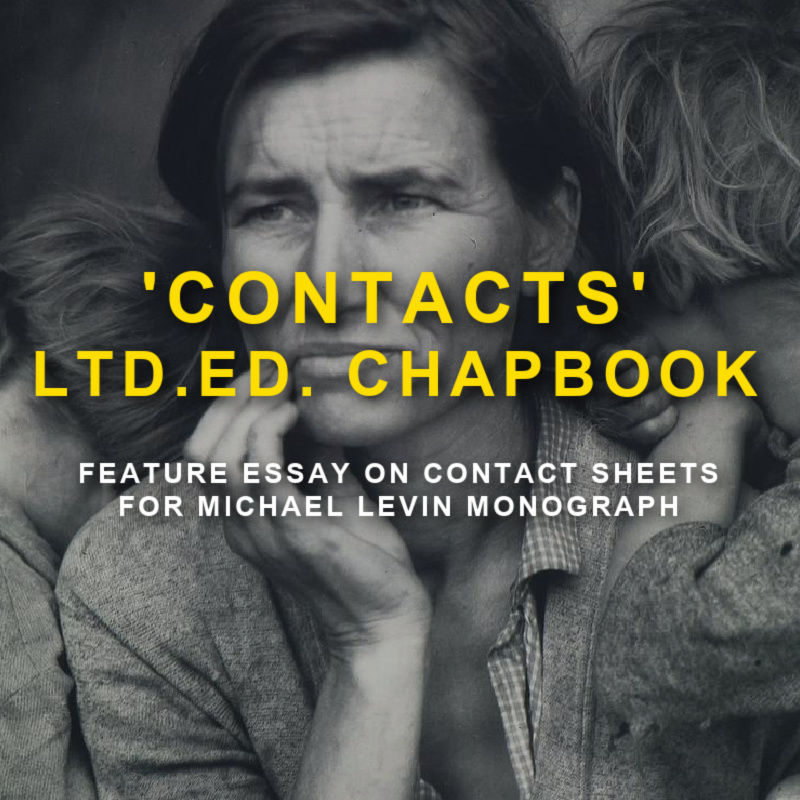 woman with children and text Feature Essay on Contact Sheets for Michael Levin monograph