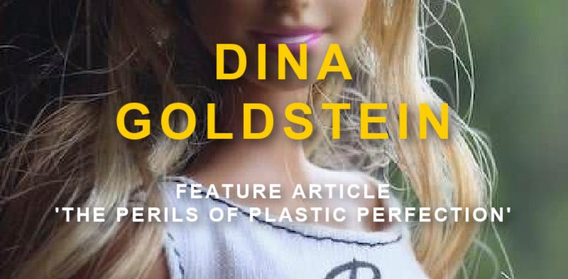 Barbie doll with text on photographer Dina Goldstein about feature article by Barry Dumka